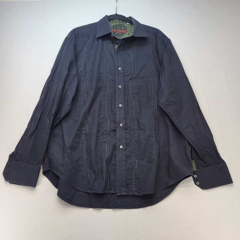 Robert Graham Button Down Mens XL Black Textured Long Sleeve‎ Shirt